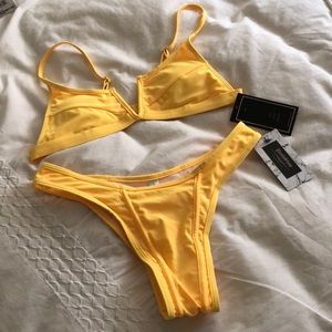 Yellow high cut bikini